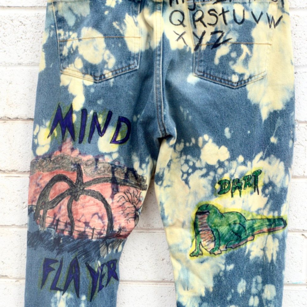 Stranger Things Hand Painted Jeans Tie Dyed 34x34 - Picture 9 of 15